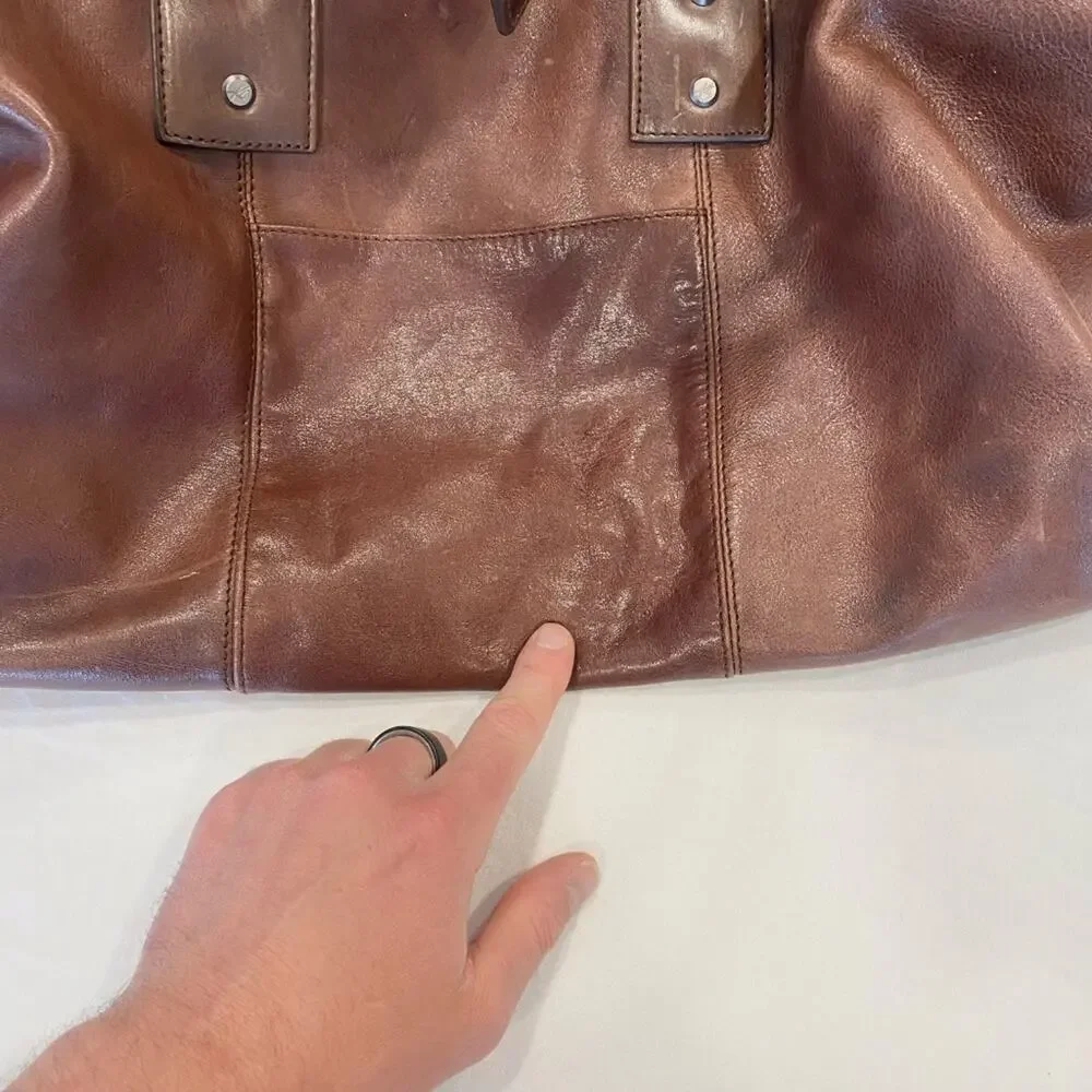 Kenneth Cole Leather Weekender Duffle Bag